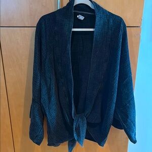 Black Tie-Front Gauze Cardigan